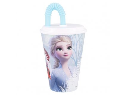 PLASTOVÝ KELÍMEK S BRČKEM FROZEN, 430 ml