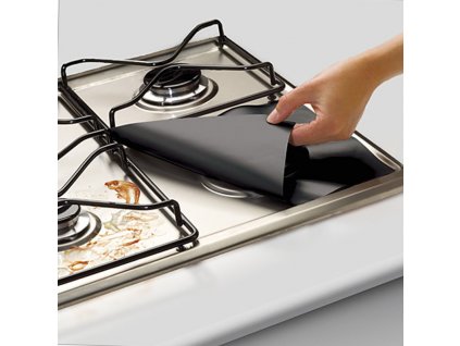 4Pcs set Black Reusable Foil Gas Hob Range Stovetop Burner Protector Liner Cover For Cleaning 31