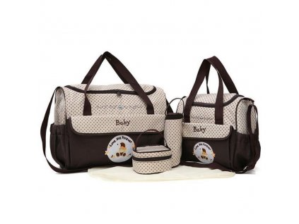 MOTOHOOD 38 18 30cm 5pcs Baby Diaper Bag Sets changing Nappy Bag For Mom Multifunction Stroller Brown