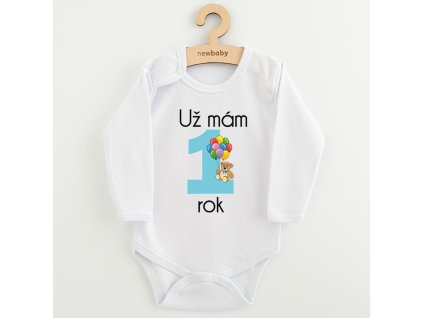 Body s potiskem New Baby Už mám 1 rok modré (Barva Modrá, Velikost 80 (9-12m))