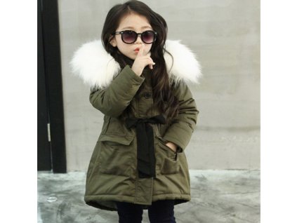 Korean Brand Girls Jackets Kids Faux Fur Collar Coat Children Winter Outwear 3 11 years old GREEN