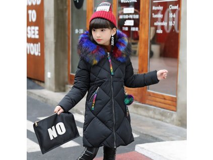 30 degrees Girls Cotton padded Outerwear Coats 2018 Winter Children Warm Clothes fashion multicolour Fur black