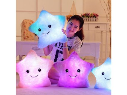 34CM Creative Toy Luminous Pillow Soft Stuffed Plush Glowing Colorful Stars Cushion Led Light Toys Gift 1