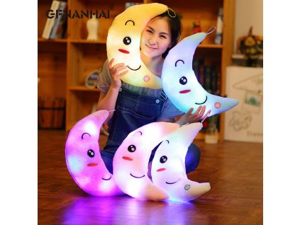 1pc 35cm Luminous Moon Plush toy Creative LED Lighting Colorful Pillow Stuffed Glowing Toys for Home 1