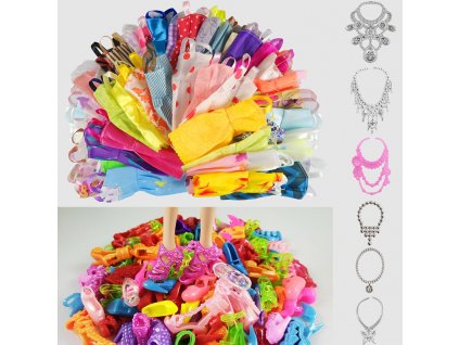 Hot Sell 26 Item Set Accessories 10PCS Mix Sorts Beautiful Barbie Clothes Fashion Dress 6Plastic Necklace 1