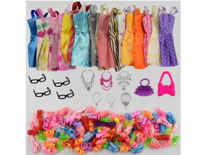 32 Item Set Doll Accessories 10 Pcs Doll Clothes Dress 4 Glasses 6 Plastic Necklace 2 1 (1)