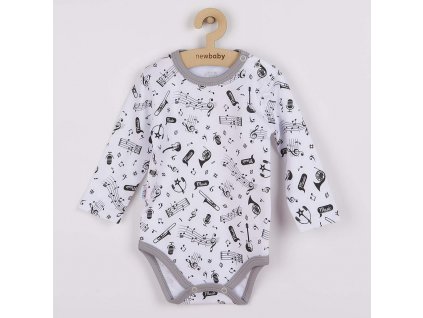 Kojenecké body s dlouhým rukávem New Baby Music (Barva Bílá, Velikost 80 (9-12m))