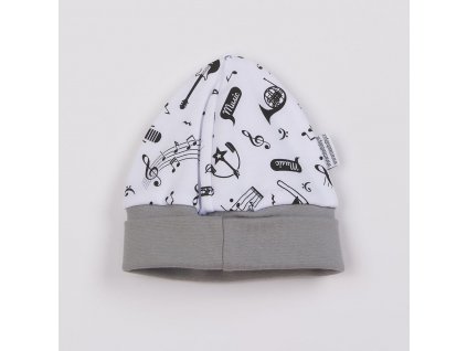 Kojenecká bavlněná čepička New Baby Music (Barva Bílá, Velikost 56 (0-3m))