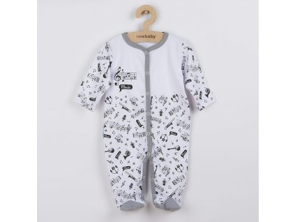 Kojenecký bavlněný overal New Baby Music (Barva Bílá, Velikost 56 (0-3m))