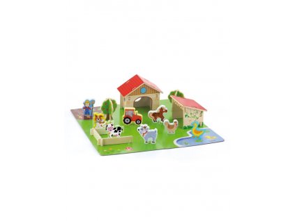 Dětské dřevěné 3D puzzle Viga Farma (Barva Multicolor)
