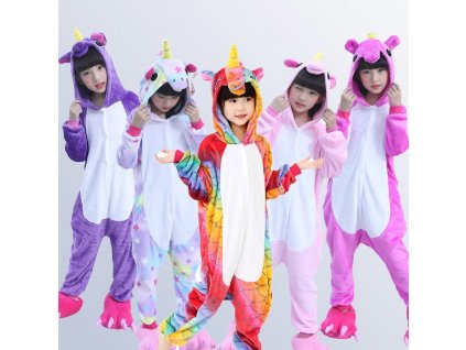 Flannel Children Pajamas Set Winter Hooded Animal Unicorn Kids Pajamas For Boys Girls Sleepwear Onesies 4 1