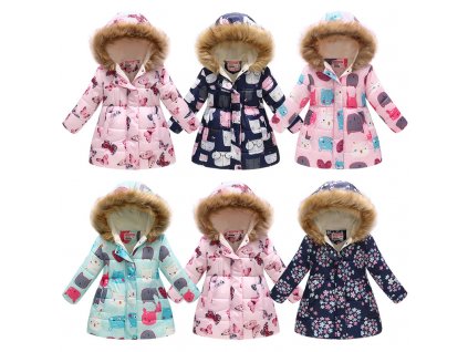 3 10Yrs Children s Thicken Winter Coat Girls Cute Printing Warm Coats Girl Winter Cotton Cartoon 1