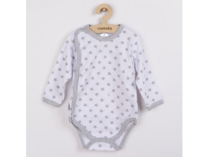 Kojenecké celorozepínací body New Baby Classic II šedé s hvězdičkami (Barva Šedá, Velikost 50)