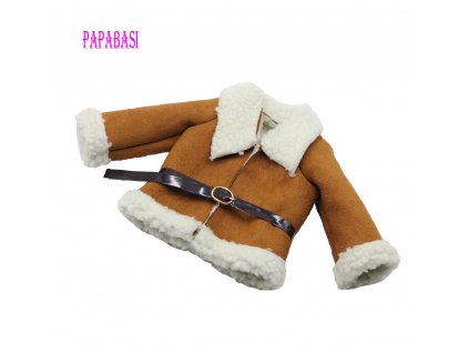 Fashion Brown Dolls Clothes Woolen coat Belt for 18 45CM American Girl Doll Coat as for 1