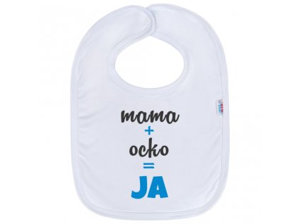 Kojenecký bavlněný bryndák New Baby mama+ocko=JA modrý