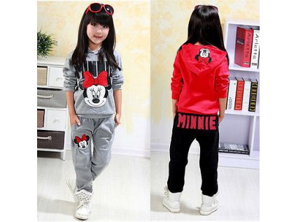 2pcs Baby Girls Kids Minnie Mouse Clothes Set Long Sleeve Hooded Coat Pants Oufits Clothes Set 1