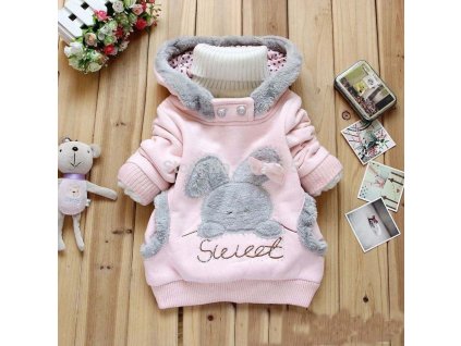 YMLBID 2017 Baby girls Coat Kids Warm Winter Outerwear Children Hoodies Jacket bunny sweater Pink Gray 1