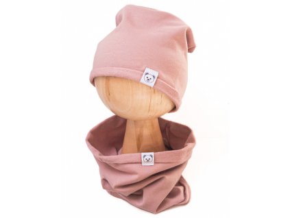 Čepice s nákrčníkem bavlna, Little Bear, Baby Nellys, pudrová (Velikost 86/92 (18-24m))