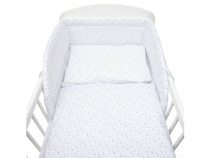 3-dílné ložní povlečení New Baby 90/120 cm bílé šedé hvězdičky (Barva Bílá)
