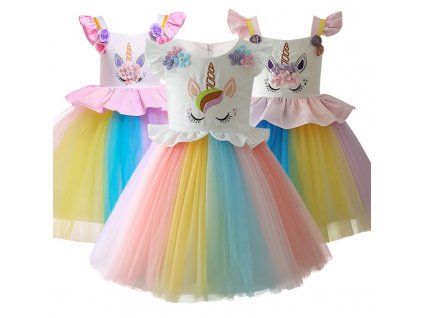 2018 New style 2 10 year summer dress Unicorn children princess dress Children s clothing girls 1