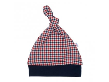 Kojenecká bavlněná čepička New Baby Checkered (Barva Modrá, Velikost 62 (3-6m))