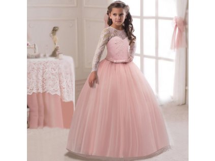 Fancy Flower Long Prom Gowns Teenagers Dresses for Girl Children Party Clothing Kids Evening Formal Dress Pink dress 1
