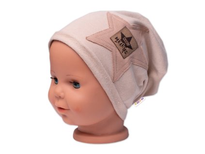 Dětská čepice bavlna, Baby Star, Baby Nellys, béžová (Velikost 80/86 (12-18m))