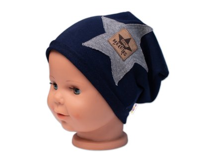 Dětská čepice bavlna, Baby Star, Baby Nellys, granát (Velikost 80/86 (12-18m))