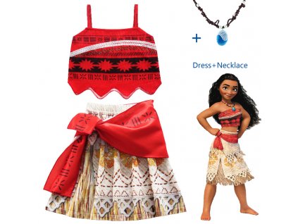 2017 Princess Moana Cosplay Costume for Children Vaiana dress Costume with Necklace for Halloween Costumes for dress and necklace (7)