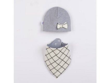 Kojenecká čepička s šátkem na krk New Baby Missy šedá (Barva Šedá, Velikost 62 (3-6m))