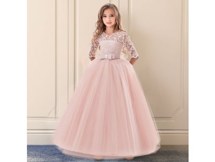 Girls Wedding Formal Dress Elegant Long Prom Dresses For Children Princess Girls Party Pageant V backless As picture (6)