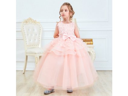 Girls Wedding Formal Dress Elegant Long Prom Dresses For Children Princess Girls Party Pageant V backless As picture