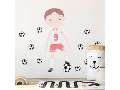 Samolepka na zeď Fotbalista červená (Barva Červená)