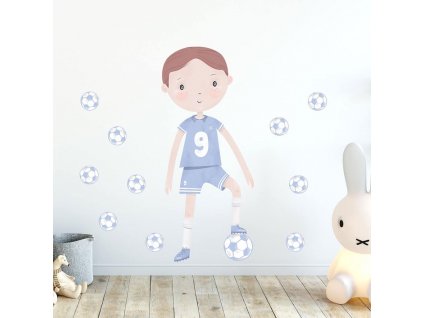 Samolepka na zeď Fotbalista modrá (Barva Modrá)