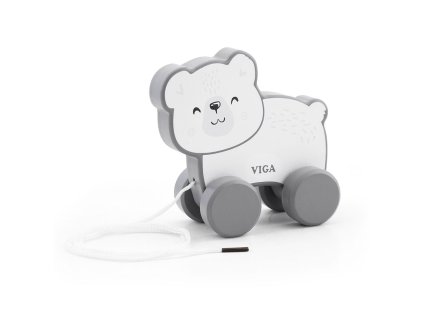 Dřevěná tahací hračka na šňůrce Viga lední mědvěd (Barva Šedá)