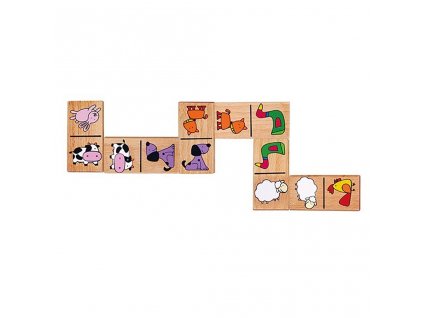 Dřevěné domino pro děti Viga Zvířata (Barva Multicolor)