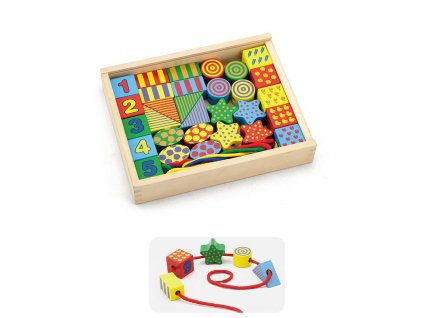 Dřevěná navlékací sada Viga (Barva Multicolor)