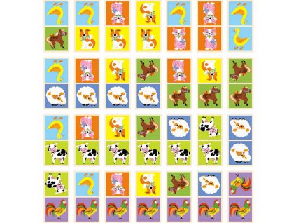 Dřevěné domino pro děti Viga Farma (Barva Multicolor)