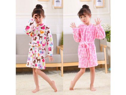 Cartoon Kids Robes Flannel Child Boys Girls Robes Lovely Animal Hooded Bath Robes Long Sleeve Baby 2