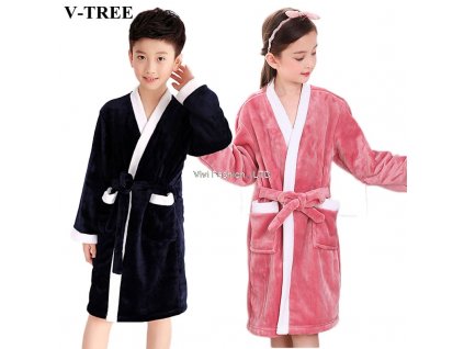Winter Kids Bathrobe Fleece Robes For Boys Solid Girls Pajamas Warm Children Pyjama Teenager Bath Robe 1