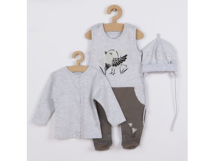 3-dílná bavlněná dětská souprava Koala Birdy šedá (Barva Šedá, Velikost 80 (9-12m))