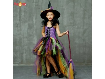 Girls Halloween Witch Tutu Dress Rainbow Trailing Tulle Kids Carnival Cosplay Party Dress Children Fancy Ball.jpg Q90.jpg
