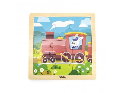 Dřevěné puzzle pro nejmenší Viga 9 ks Vlak