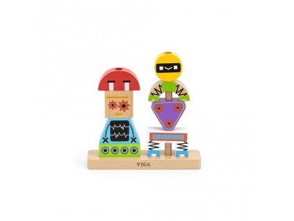 Dřevěné kostky Viga Robot (Barva Multicolor)