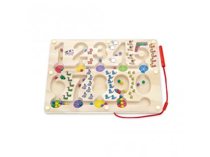 Dřevěný magnetický labyrint Čísla Viga (Barva Multicolor)