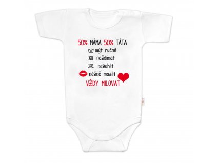 Body krátký rukáv Vždy milovat, Baby Nellys, bílé, vel. 86 (Velikost koj oblečení 86 (12-18m))
