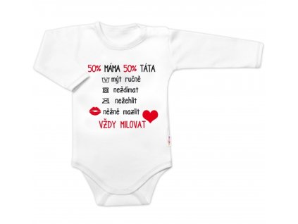 Body dlouhý rukáv Vždy milovat, Baby Nellys, bílé, vel. 80 (Velikost koj oblečení 80 (9-12m))