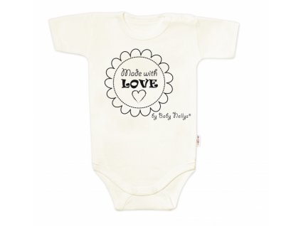 Body krátký rukáv Made with love, Baby Nellys, ecru (Velikost koj oblečení 56 (1-2m))