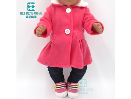 Clothes for doll fit 43cm toy new born doll and American doll accessories fur collar coat 1