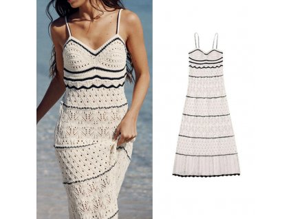2023 Summer New Dress Women s Beach Style Knitted Slim Fit Slim Strap Long Dresses Color2